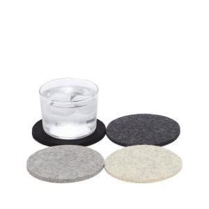 noir multi: bierfilzl merino wool felt round coaster 4 pack