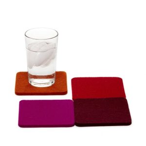bierfilzl merino wool felt square coaster multi 4 pack: bordeaux