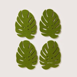merino wool monstera coaster set