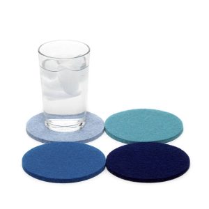ocean: bierfilzl merino wool felt round coaster multi 4 pack